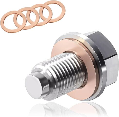 Oil Drain Plug, Magnetic M14x1.5 Oil Pan Drain Nut Bolt with 5PCS Copper Crush Washer Gasket, Stainless Steel Engine Sump Pan Anti Leakage Replacement for Car Motorcycle Boat in Kuwait