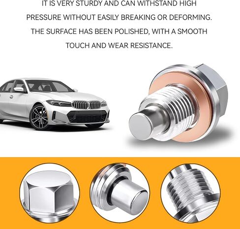 Oil Drain Plug, Magnetic M14x1.5 Oil Pan Drain Nut Bolt with 5PCS Copper Crush Washer Gasket, Stainless Steel Engine Sump Pan Anti Leakage Replacement for Car Motorcycle Boat in Kuwait