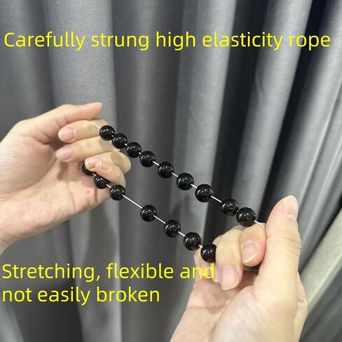 Natural Black Obsidian Bracelet - 12mm 20 Beads with 0.8mm Elastic Cord - Handmade Spiritual Protection Jewelry - Chakra Balancing Energy Bracelet for Men & Women - Best Gift in Saudi Arabia