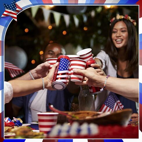 24 PCS 4th July حفلة تفضل الحرية الولايات المتحدة الأمريكية الأساور الوطنية الهدية بالجملة ذات الاستقلال الأزرق الأزرق الأحمر الأساور الممتدة في الرابع من يوليو. in Saudi Arabia