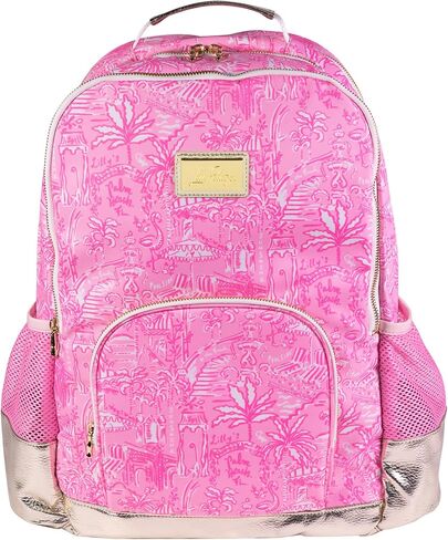 حقيبة الظهر Lilly Pulitzer كبيرة مع جيوب وأشرطة قابلة للتعديل ومقبض أعلى ، حقيبة كتب كبيرة للعمل والسفر (Palm Beach Playground) in Saudi Arabia