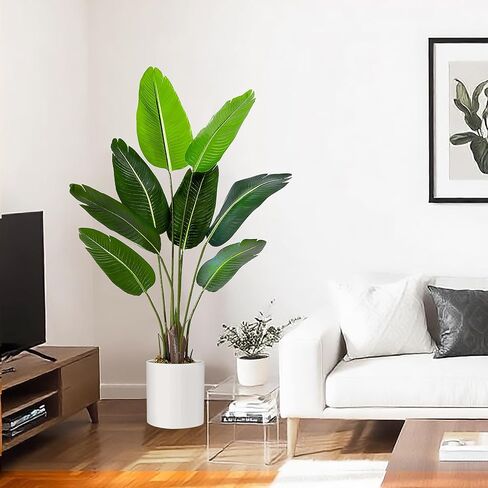 Artificial Tree Bird of Paradise Artificial Plant, 4 Ft Faux Tropical Plant Palm Tree with Leaves Trunks Faux Banana Leaf Tree for Home Decor Living Room Indoor Outdoor Office in Saudi Arabia