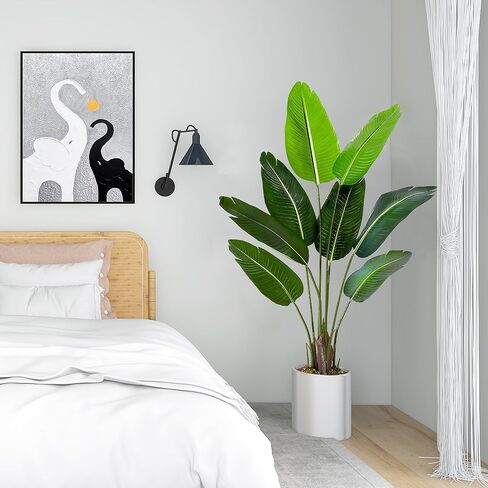 Artificial Tree Bird of Paradise Artificial Plant, 4 Ft Faux Tropical Plant Palm Tree with Leaves Trunks Faux Banana Leaf Tree for Home Decor Living Room Indoor Outdoor Office in Saudi Arabia