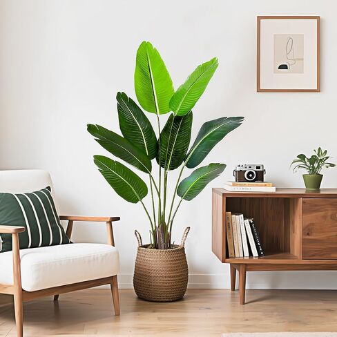 Artificial Tree Bird of Paradise Artificial Plant, 4 Ft Faux Tropical Plant Palm Tree with Leaves Trunks Faux Banana Leaf Tree for Home Decor Living Room Indoor Outdoor Office in Saudi Arabia