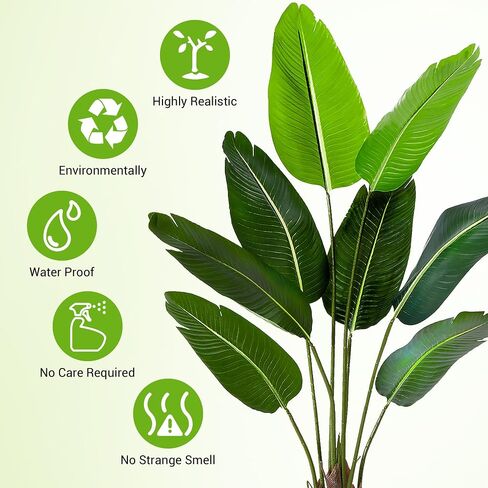 Artificial Tree Bird of Paradise Artificial Plant, 4 Ft Faux Tropical Plant Palm Tree with Leaves Trunks Faux Banana Leaf Tree for Home Decor Living Room Indoor Outdoor Office in Saudi Arabia