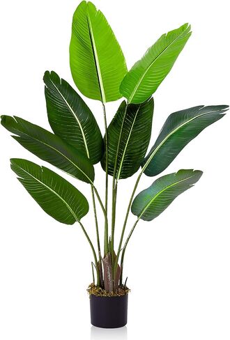 Artificial Tree Bird of Paradise Artificial Plant, 4 Ft Faux Tropical Plant Palm Tree with Leaves Trunks Faux Banana Leaf Tree for Home Decor Living Room Indoor Outdoor Office in Saudi Arabia