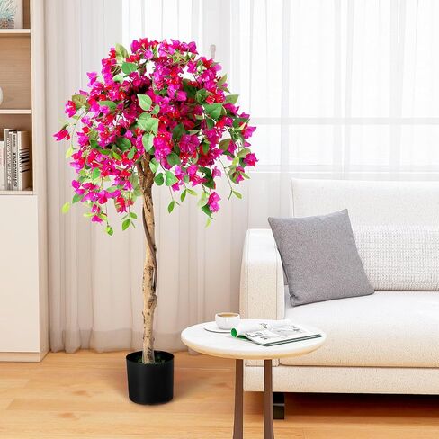 SAFEPLUS 4.5FT Bougainvillea Artificial Tree, Tall Fake Floor Plant for Indoor Outdoor Décor in Kuwait