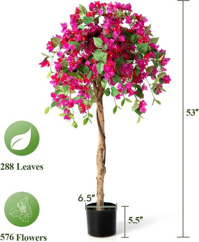 SAFEPLUS 4.5FT Bougainvillea Artificial Tree, Tall Fake Floor Plant for Indoor Outdoor Décor in Kuwait