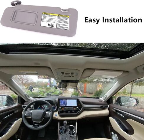 74320-48500-B0 Left Driver Side Gray Sun Visor W/Vanity Light Compatible with Toyota 08-13 Highlander in Saudi Arabia