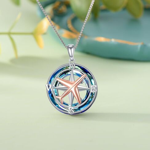 PROESS Compass Necklace Sterling Silver Anchor Compass Pendant Jewelry for Women Men Graduation in Kuwait