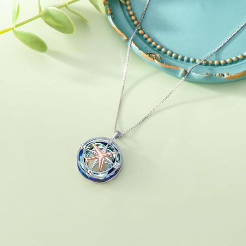 PROESS Compass Necklace Sterling Silver Anchor Compass Pendant Jewelry for Women Men Graduation in Kuwait