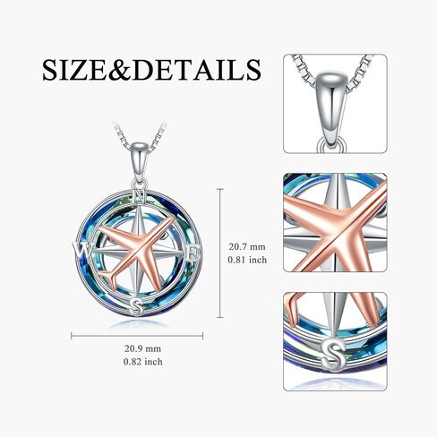 PROESS Compass Necklace Sterling Silver Anchor Compass Pendant Jewelry for Women Men Graduation in Kuwait