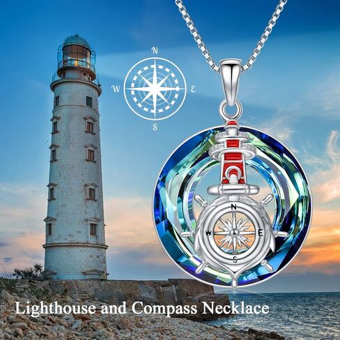PROESS Compass Necklace Sterling Silver Anchor Compass Pendant Jewelry for Women Men Graduation in Kuwait