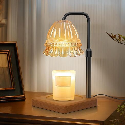 شمعة أوغوستا مصباح دافئ مع توقيت و dimmer ، هدايا عيد ميلاد للنساء أمي ، ارتفاع قابل للتعديل مصباح شموع خمر مع 2 لمبات لشموع الجرة المنزل ديكور غرفة المعيشة مطبخ (أسود) in Kuwait
