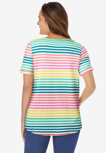 Woman Within Plus Size Notch-Neck Pocket Tee in Kuwait
