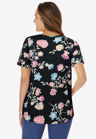 Woman Within Plus Size Notch-Neck Pocket Tee in Kuwait