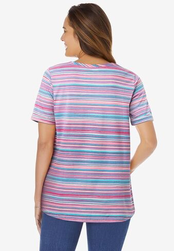Woman Within Plus Size Notch-Neck Pocket Tee in Kuwait