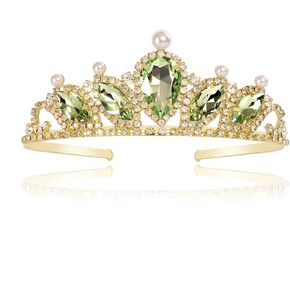 Green Princess Tiana Crown Tiana Tiara Birthday Outfit Girls Halloween Party Fancy Princess Tiana Accessories in Saudi Arabia