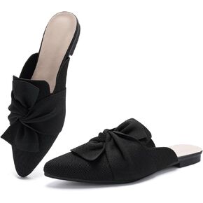 HIULYCENCE Mules for Women Pointed Toe Flats | Comfortable Knit Breathable Backless Slip on Mules flats for Business Work Office in Saudi Arabia