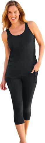 Swim 365 Women's Plus Size Longer-Length Scoop Neck Tankini Top in Saudi Arabia