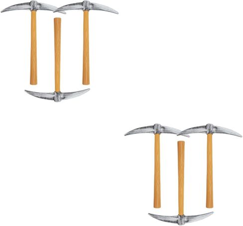 6 Pcs Dwarf Cosplay Pickaxe Toy Set - Simulation Small Pickaxe Props for Party Stage Performance, Khaki Color, Ideal for Costume Accessories in Saudi Arabia