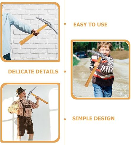 6 Pcs Dwarf Cosplay Pickaxe Toy Set - Simulation Small Pickaxe Props for Party Stage Performance, Khaki Color, Ideal for Costume Accessories in Saudi Arabia