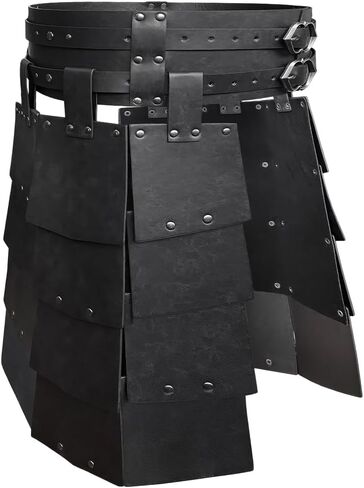 Medieval Viking Waist Armor Skirt PU Leather Retro Double-Sided Thigh Armor Mercenary Knights Skirt with Wide Buckle Belt for LARP Cosplay Costume Make-up Party (Brown) in Kuwait