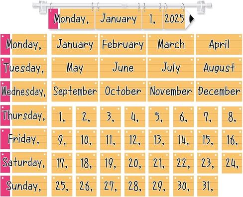 Calendar Bulletin Board Set Classroom Flip Calendar with Holder for Teacher Classroom Calendar Set Include Calendar Holder and 53 Date Cards for School Classroom Decor Supplies(Dot) in Kuwait