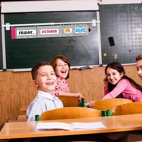 Calendar Bulletin Board Set Classroom Flip Calendar with Holder for Teacher Classroom Calendar Set Include Calendar Holder and 53 Date Cards for School Classroom Decor Supplies(Dot) in Kuwait