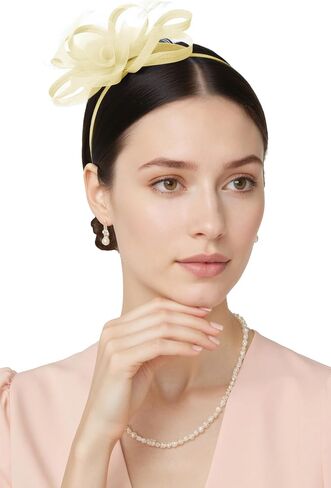 قبعات Babeyond Fascinators للنساء - قبعات حفلة شاي كنتاكي أنيقة تول ريشة الزفاف الزفاف الزفاف in Saudi Arabia
