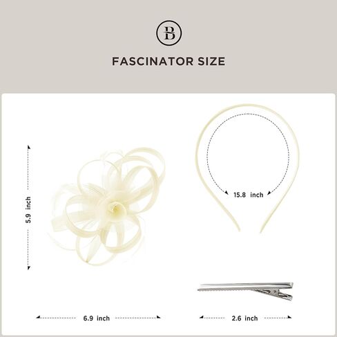 قبعات Babeyond Fascinators للنساء - قبعات حفلة شاي كنتاكي أنيقة تول ريشة الزفاف الزفاف الزفاف in Saudi Arabia