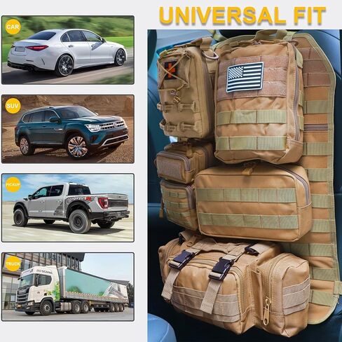 Universal Tactical Car Seat Back Back Back Bag Tactical Molle Organizers Plans Plans Plans Most Sector مع 5 أكياس قابلة للفصل لشاحنة سيارة فورد جيب (Model A-Black) in Kuwait