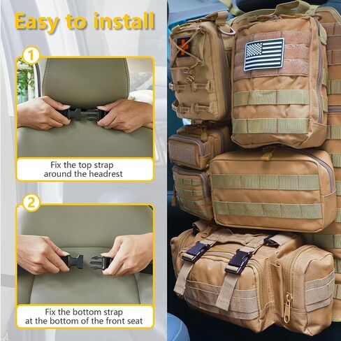 Universal Tactical Car Seat Back Back Back Bag Tactical Molle Organizers Plans Plans Plans Most Sector مع 5 أكياس قابلة للفصل لشاحنة سيارة فورد جيب (Model A-Black) in Kuwait