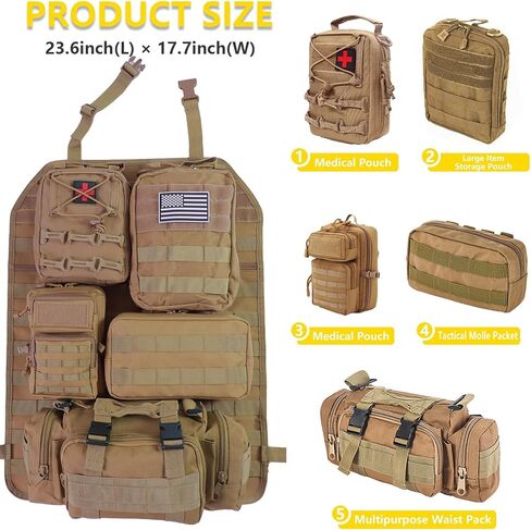 Universal Tactical Car Seat Back Back Back Bag Tactical Molle Organizers Plans Plans Plans Most Sector مع 5 أكياس قابلة للفصل لشاحنة سيارة فورد جيب (Model A-Black) in Kuwait