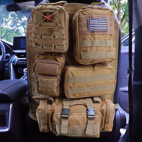 Universal Tactical Car Seat Back Back Back Bag Tactical Molle Organizers Plans Plans Plans Most Sector مع 5 أكياس قابلة للفصل لشاحنة سيارة فورد جيب (Model A-Black) in Kuwait