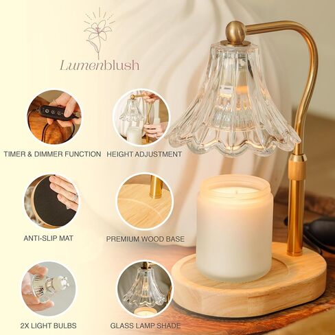 Candle Warmer Lamp with Timer Dimmer, Adjustable Height, Vintage Candle Melter, Modern Home Decor Gift, Birthday Gifts for Women Mom,House Warming Gifts Home Decor, Scented Wax Jar Candles in Saudi Arabia