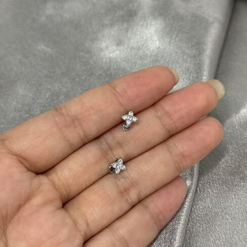 Kokoma 14g Cz زهرة قمم مرساة جلدية وقاعدة الصف 23 من التيتانيوم بلورة النحل داخليًا متورطًا للجلد الأزرق الدقيق الأزرار in Kuwait