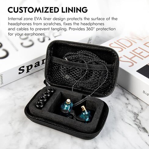 Earbud Case KBEAR leather mini headphone case, brown portable headphone storage bag, pressure-resistant protective headphone storage box, suitable for earphone in Kuwait