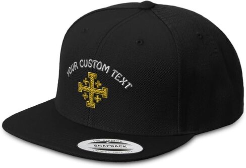 Snapback Hat for Men Flat Brim Hats Jerusalem Cross Crusader God Jesus Christ Embroidered Flat Bill Hat in Kuwait