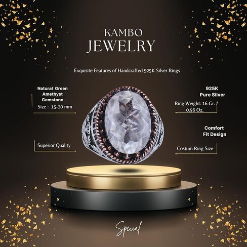 Kambo أصلي خاتم الأحجار الكريمة الطبيعية - النسر المصنوع يدويًا 925 ستيرلنج الفضة الخاتم in Kuwait