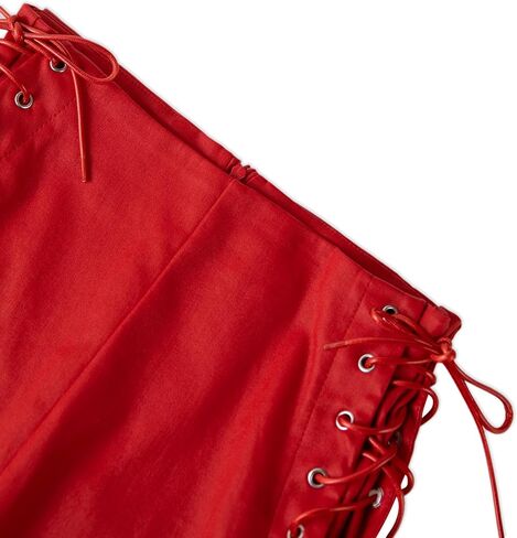 Women's Sexy Lace Up Side Crisscross Pu Leather High Waist Skinny Shorts Music Festival in Kuwait