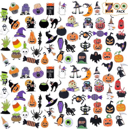 Ceenna 200 PCS Halloween Pins Bulk Halloween Pins Pins Skull Ghost Pumpkin Black Cat Fapel Pins Punk Spooky Brouches for backpacks brouches mixed brouches for bags hats jetcy gift in Kuwait