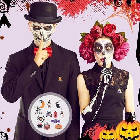Ceenna 200 PCS Halloween Pins Bulk Halloween Pins Pins Skull Ghost Pumpkin Black Cat Fapel Pins Punk Spooky Brouches for backpacks brouches mixed brouches for bags hats jetcy gift in Kuwait