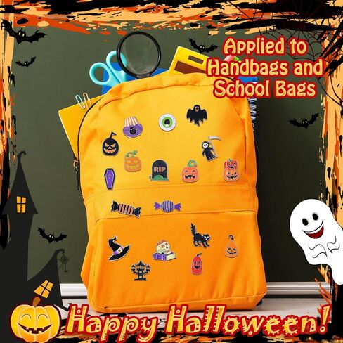 Ceenna 200 PCS Halloween Pins Bulk Halloween Pins Pins Skull Ghost Pumpkin Black Cat Fapel Pins Punk Spooky Brouches for backpacks brouches mixed brouches for bags hats jetcy gift in Kuwait
