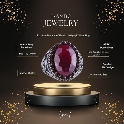 Kambo أصلي خاتم الأحجار الكريمة الطبيعية - النسر المصنوع يدويًا 925 ستيرلنج الفضة الخاتم in Kuwait