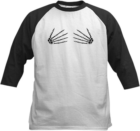 CafePress Skeleton Hands Funny Women Adult H Baseball Jersey Kids Cotton Baseball Jersey, 3/4 Raglan Sleeve Shirt in Saudi Arabia