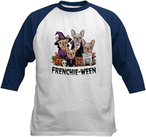 CafePress Frenchie Ween Kids Baseball T Shirt Kids Cotton Baseball Jersey, 3/4 Raglan Sleeve Shirt in Saudi Arabia