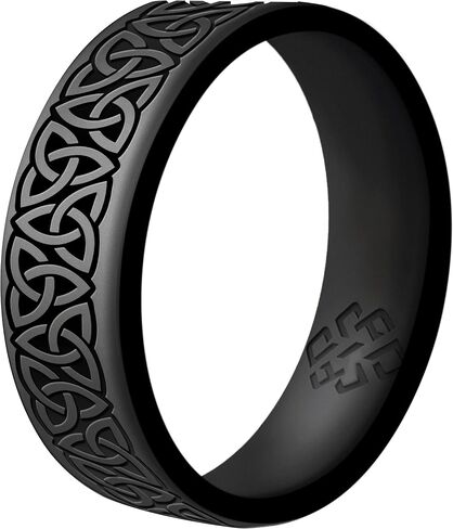 نظرية عقدة Trinity Celtic Silicone Ring للرجال والنساء - فرقة زفاف السيليكون للأنشطة الرياضية ، الراحة التنفسية تناسب عرض النطاق الترددي 6 مم in Kuwait