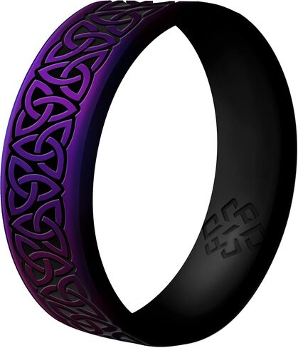 نظرية عقدة Trinity Celtic Silicone Ring للرجال والنساء - فرقة زفاف السيليكون للأنشطة الرياضية ، الراحة التنفسية تناسب عرض النطاق الترددي 6 مم in Kuwait