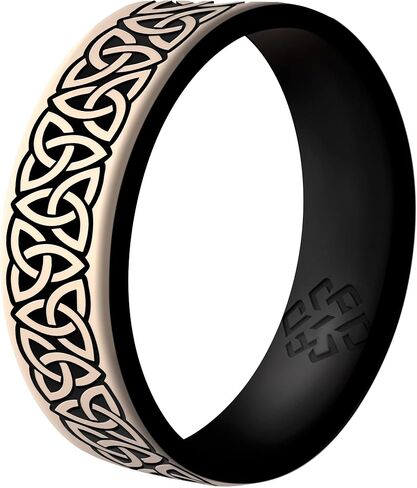 نظرية عقدة Trinity Celtic Silicone Ring للرجال والنساء - فرقة زفاف السيليكون للأنشطة الرياضية ، الراحة التنفسية تناسب عرض النطاق الترددي 6 مم in Kuwait